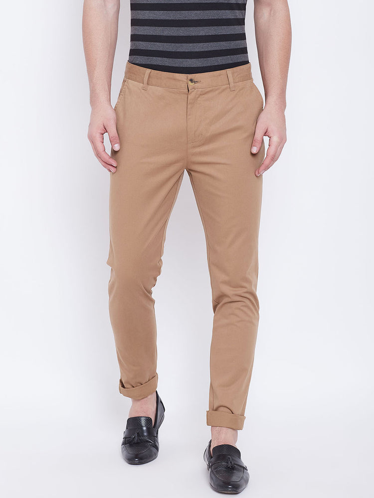 JUMP USA Men Brown Casual Slim Fit Trousers - JUMP USA