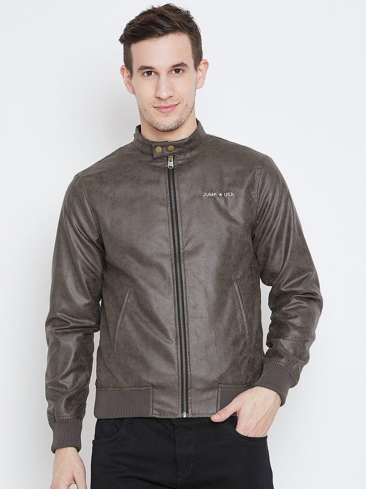 Men Casual Olive Bomber Jacket - JUMP USA