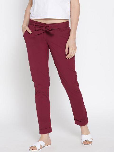 Women Solid Cropped Trousers - JUMP USA
