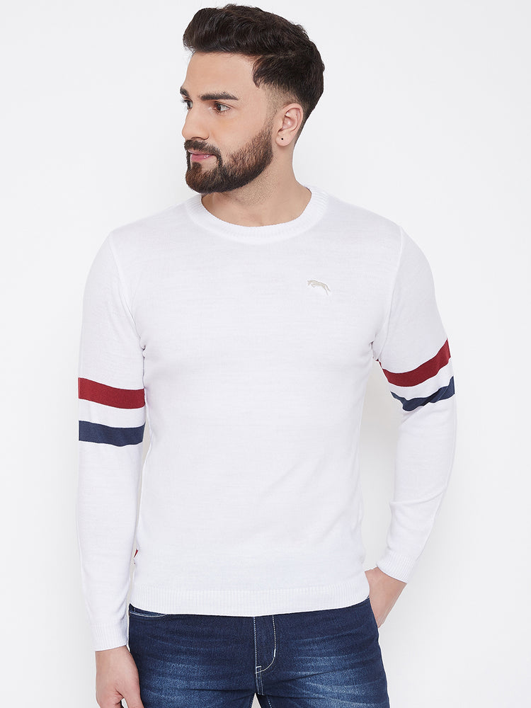 JUMP USA Men White Solid Sweater - JUMP USA