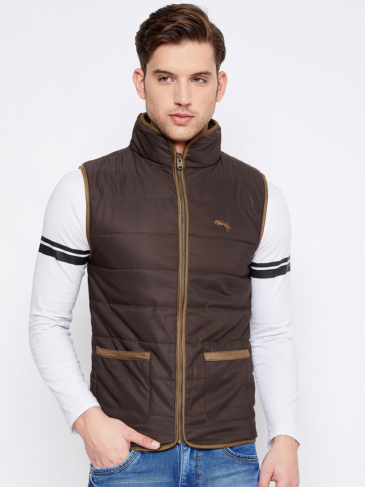 JUMP USA Men Coffee Brown Sleeveless Padded Jacket - JUMP USA