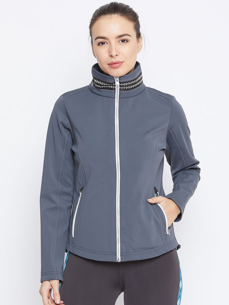 JUMP USA Women Grey Solid Sporty Jacket - JUMP USA