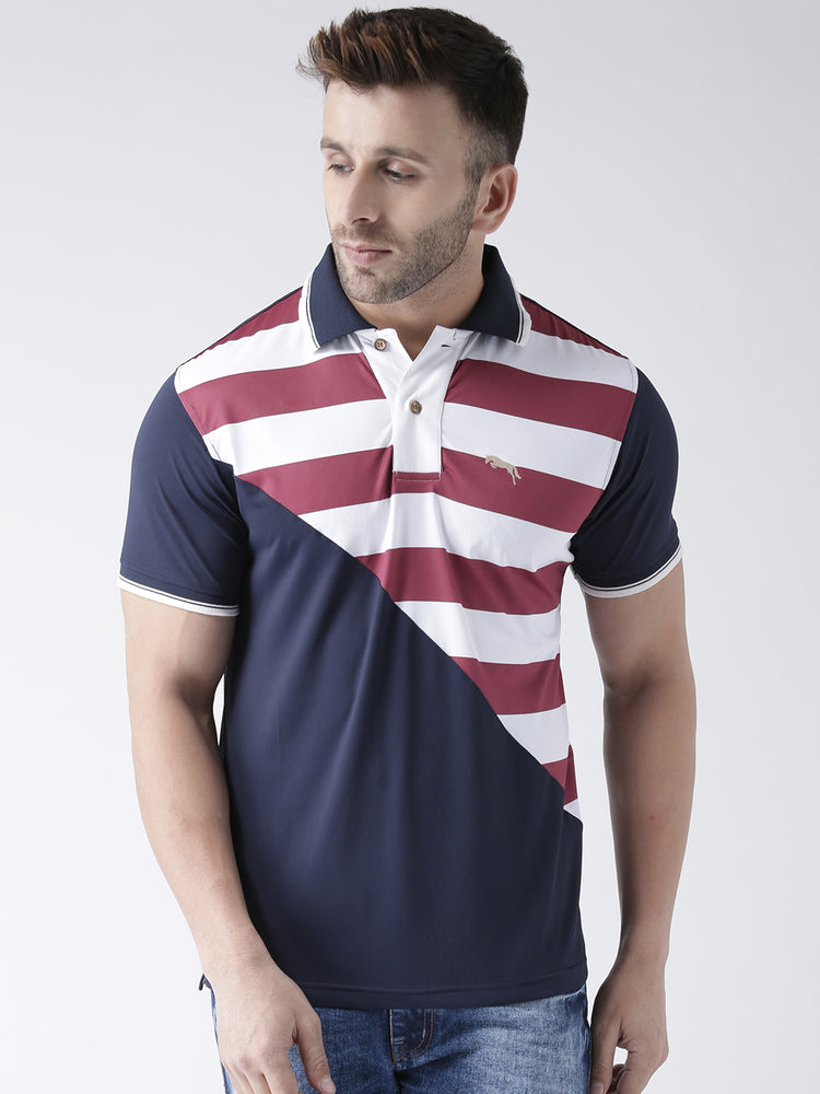 Men Navy Blue and White Polo Tshirt - JUMP USA