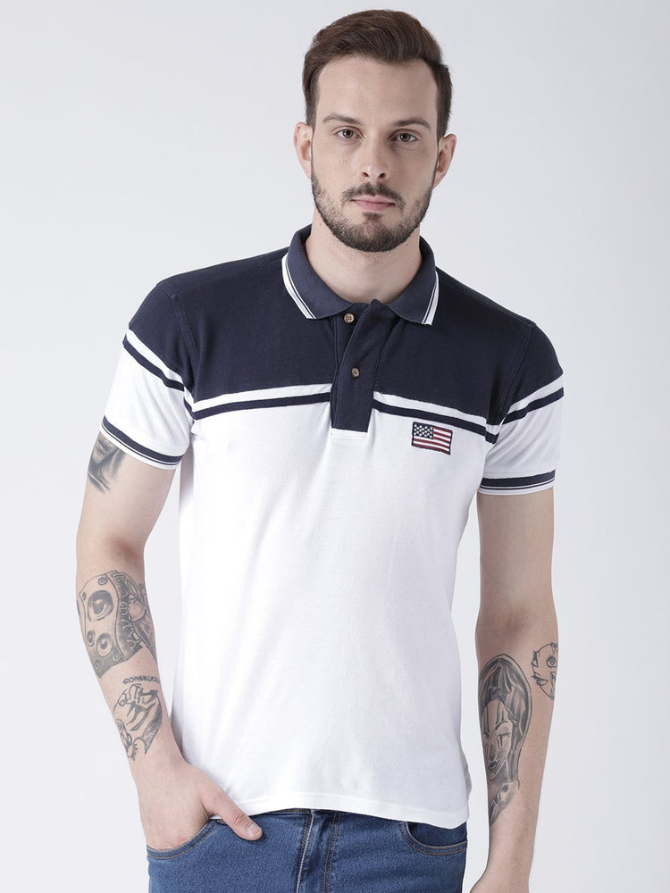 Men White Solid Polo T-shirt - JUMP USA