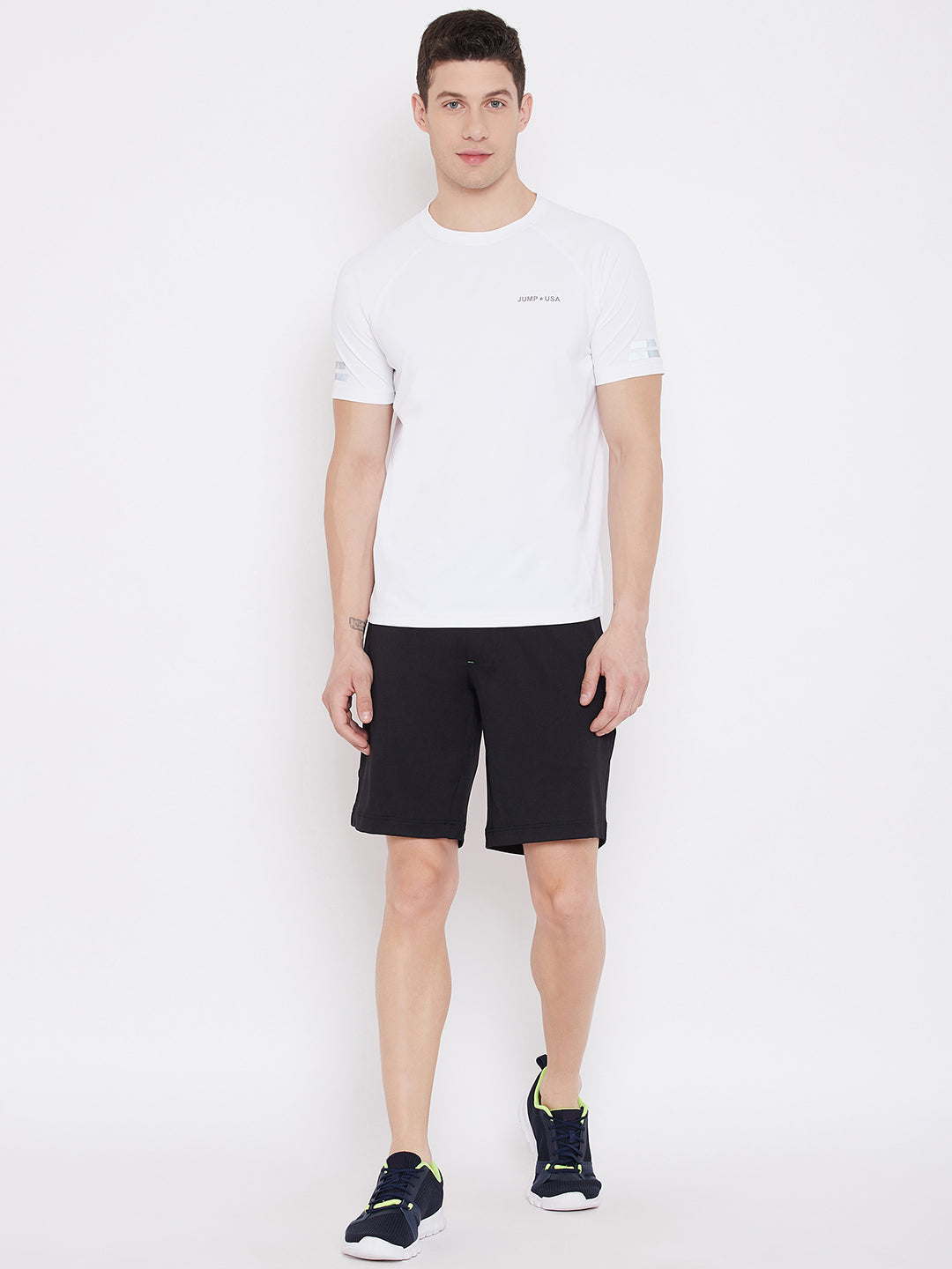 JUMP USA Blue Solid Regular Fit Sports Shorts for Men