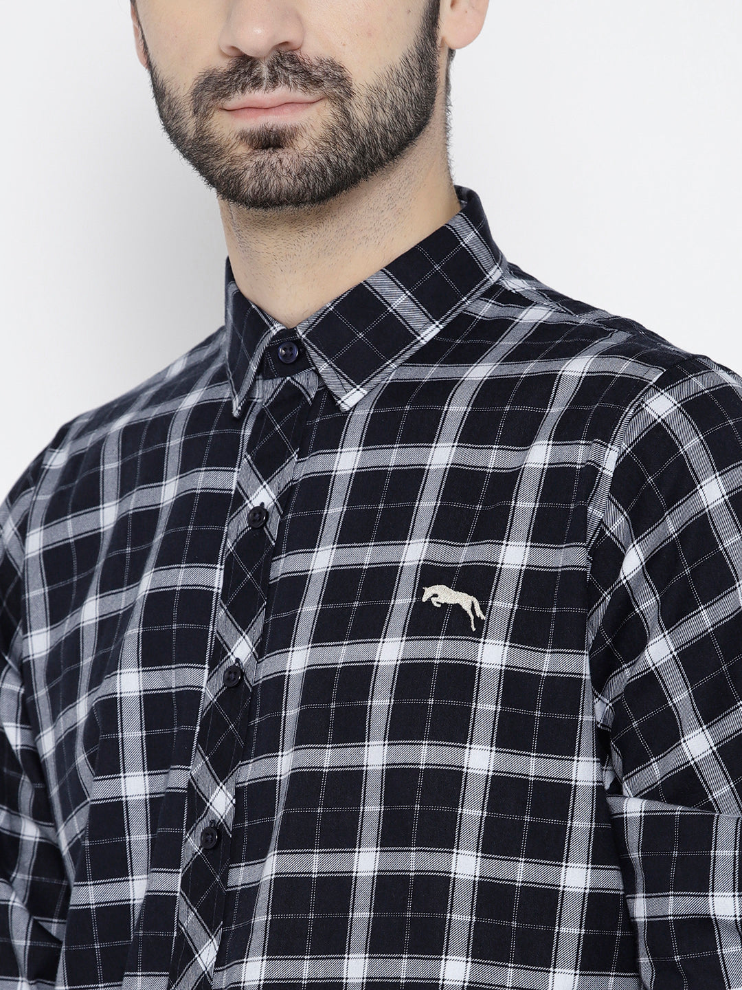 Men Beige Regular Fit Checked Casual Shirt - JUMP USA