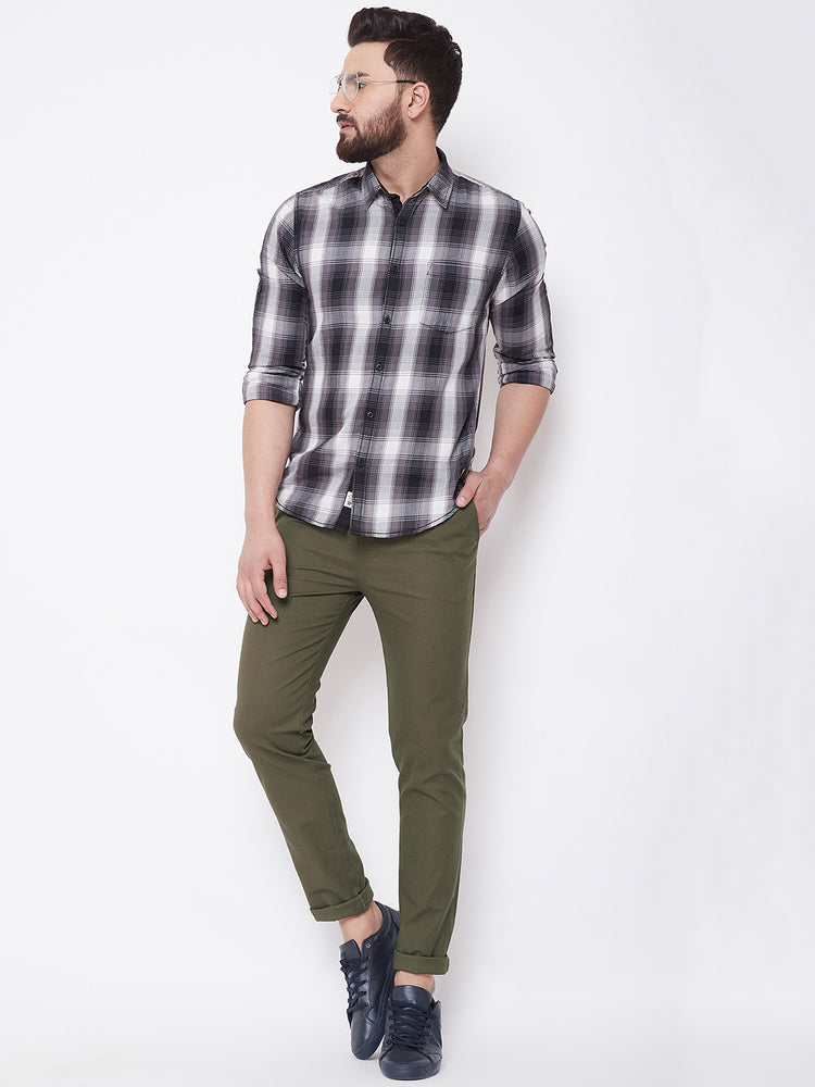 JUMP USA Men Olive Casual Slim Fit Trousers - JUMP USA