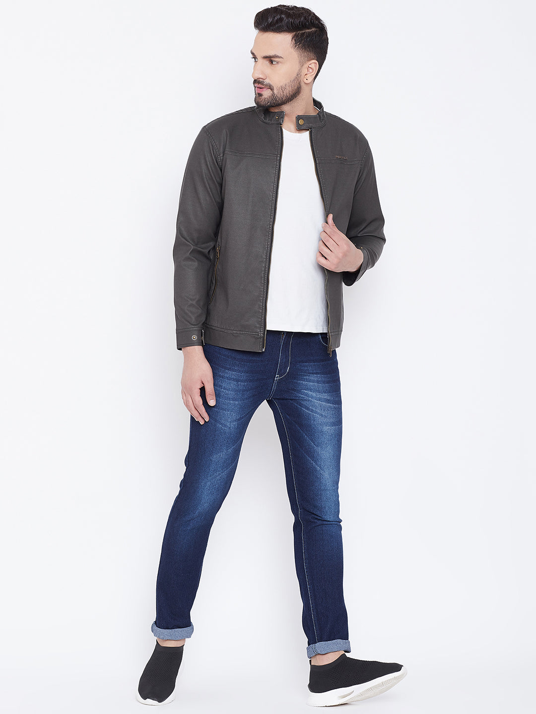 JUMP USA Men Black Casual Leather Jacket - JUMP USA