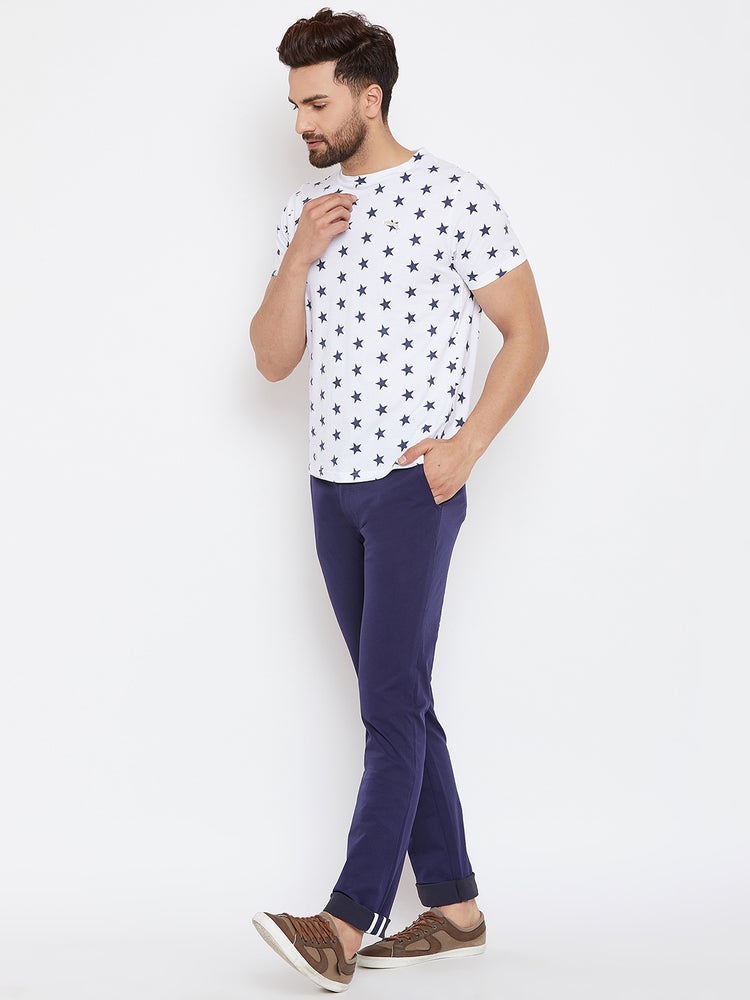 JUMP USA Men White Printed Round Neck T-Shirt - JUMP USA