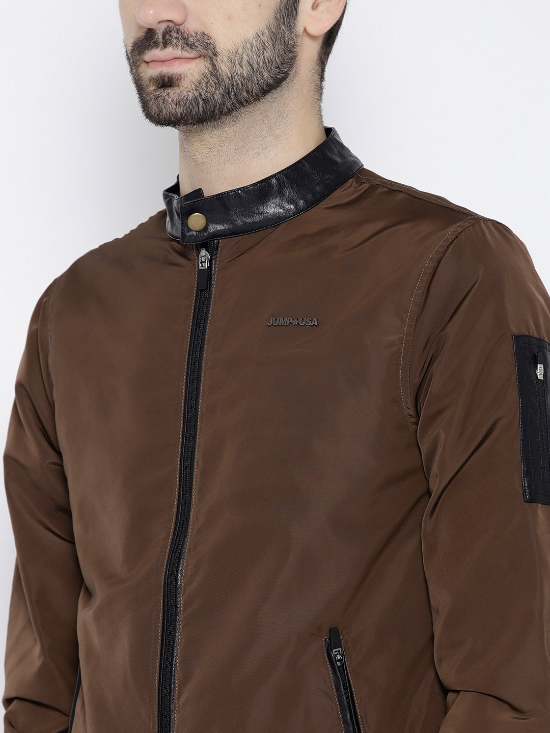 Men Copper Solid Open Front Jacket - JUMP USA