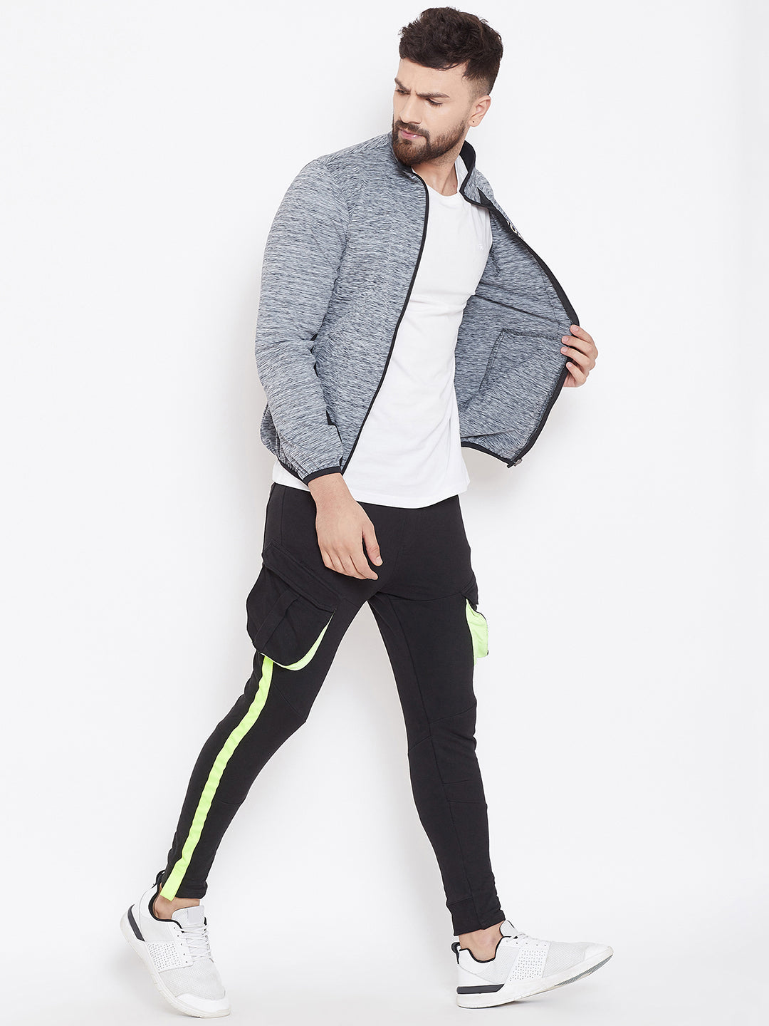 JUMP USA Men Navy Blue Solid Active Wear Jacket - JUMP USA