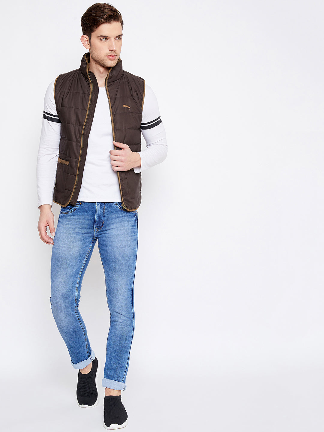 JUMP USA Men Coffee Brown Sleeveless Padded Jacket - JUMP USA