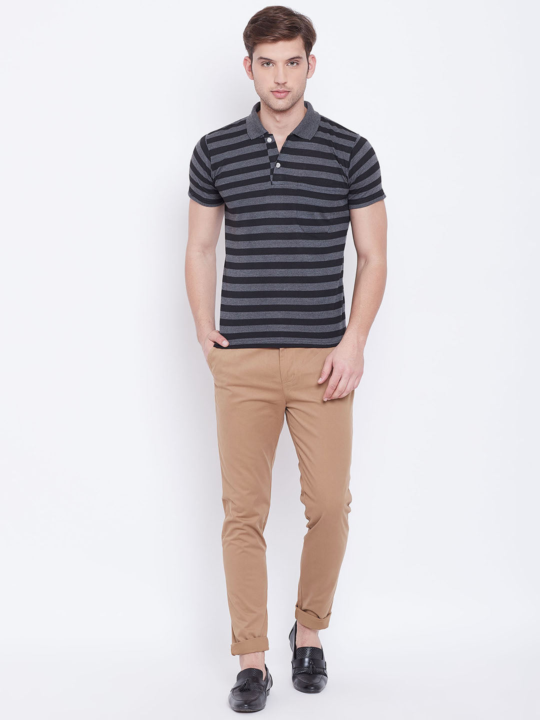 JUMP USA Men Brown Casual Slim Fit Trousers - JUMP USA