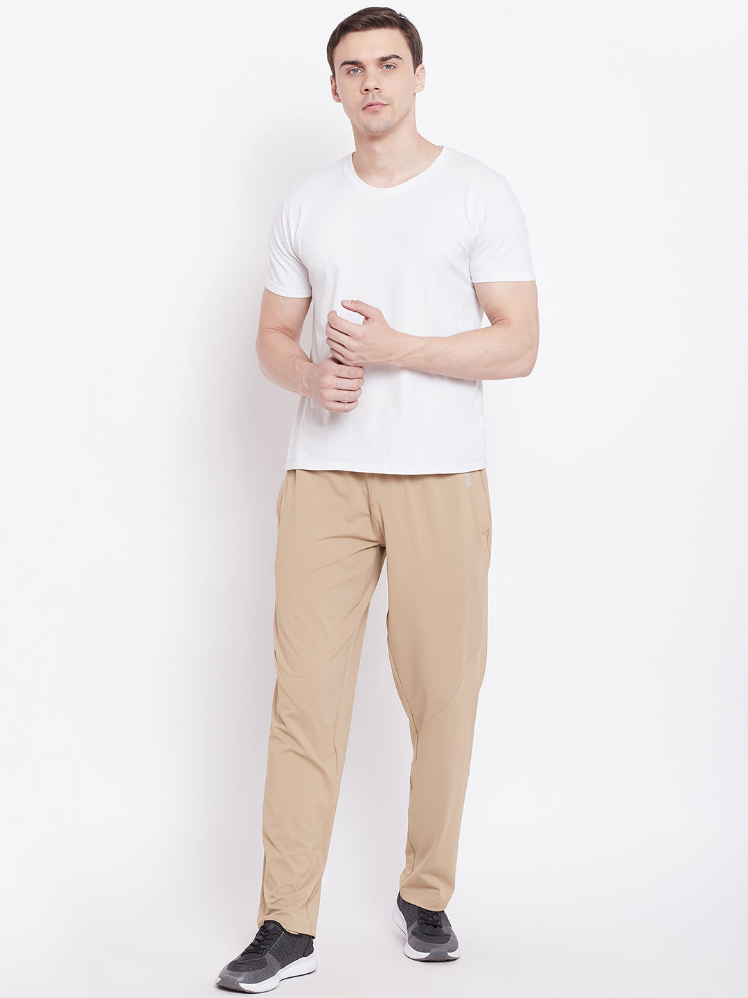 JUMP USA Men Beige Active Wear Solid Track Pant - JUMP USA
