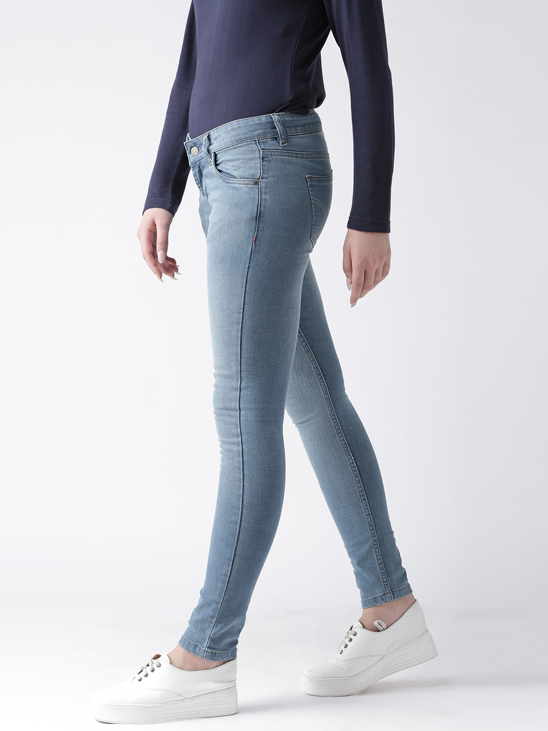 Women Blue Skinny Fit Mid-Rise Clean Look Jeans - JUMP USA