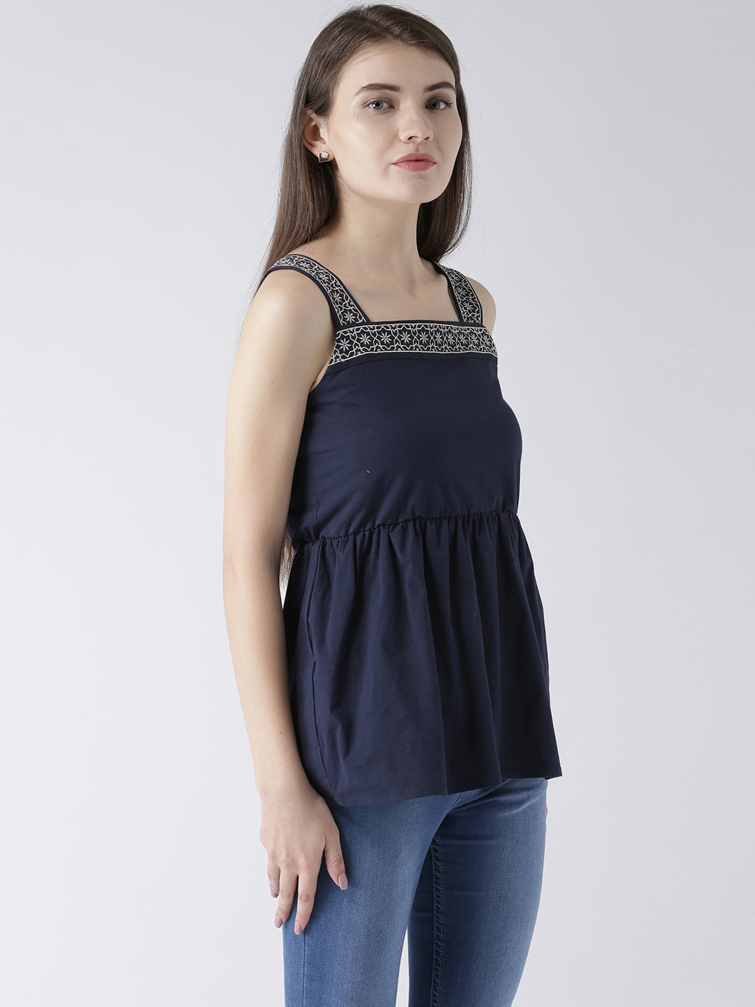 Women Navy Blue Casual Tops - JUMP USA