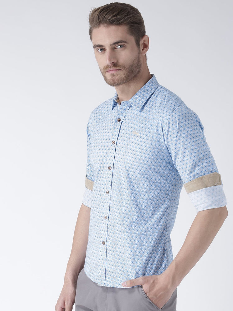 Men Blue Regular Fit Printed Casual Shirt - JUMP USA (1568801947690)