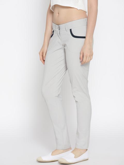 Women Solid Slim Fit Trousers - JUMP USA
