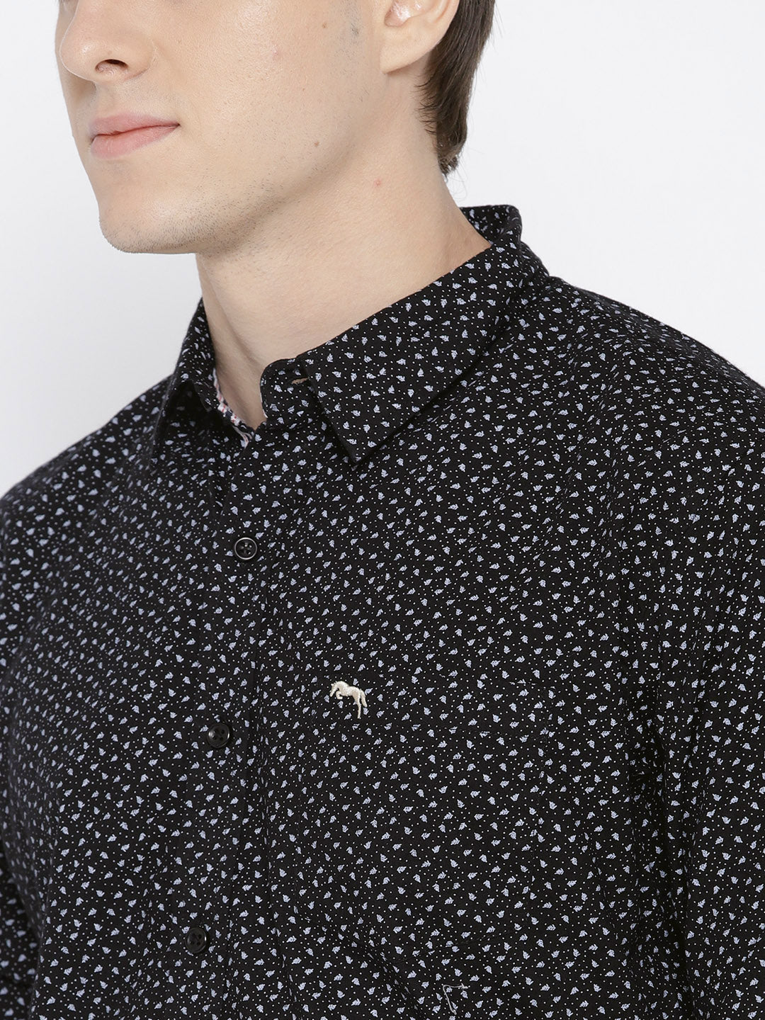 Men Black Slim Fit Printed Casual Shirt - JUMP USA