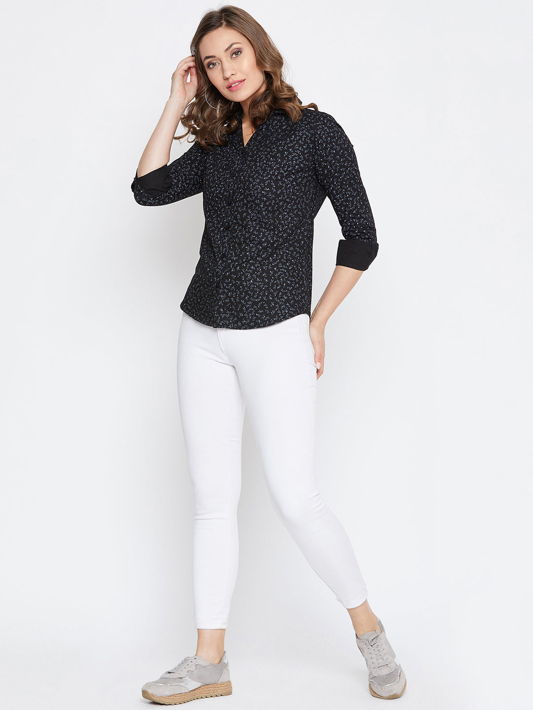 JUMP USA Women Regular Fit Black Casual Shirt - JUMP USA