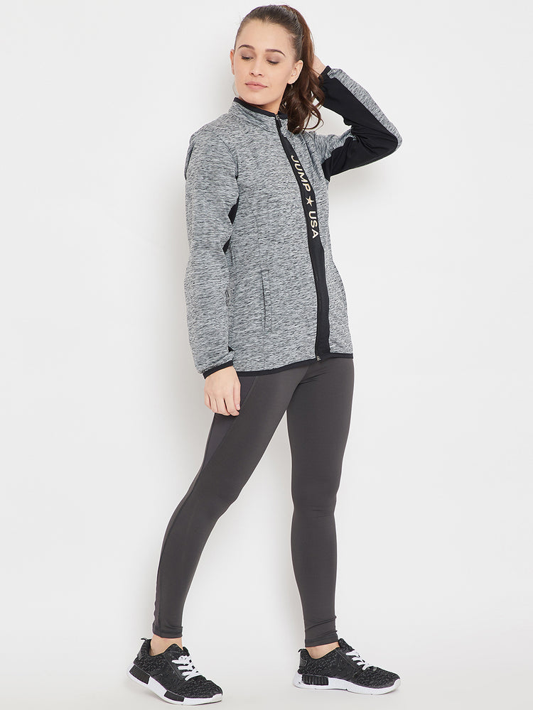 Women Sports Black Sporty Jacket - JUMP USA