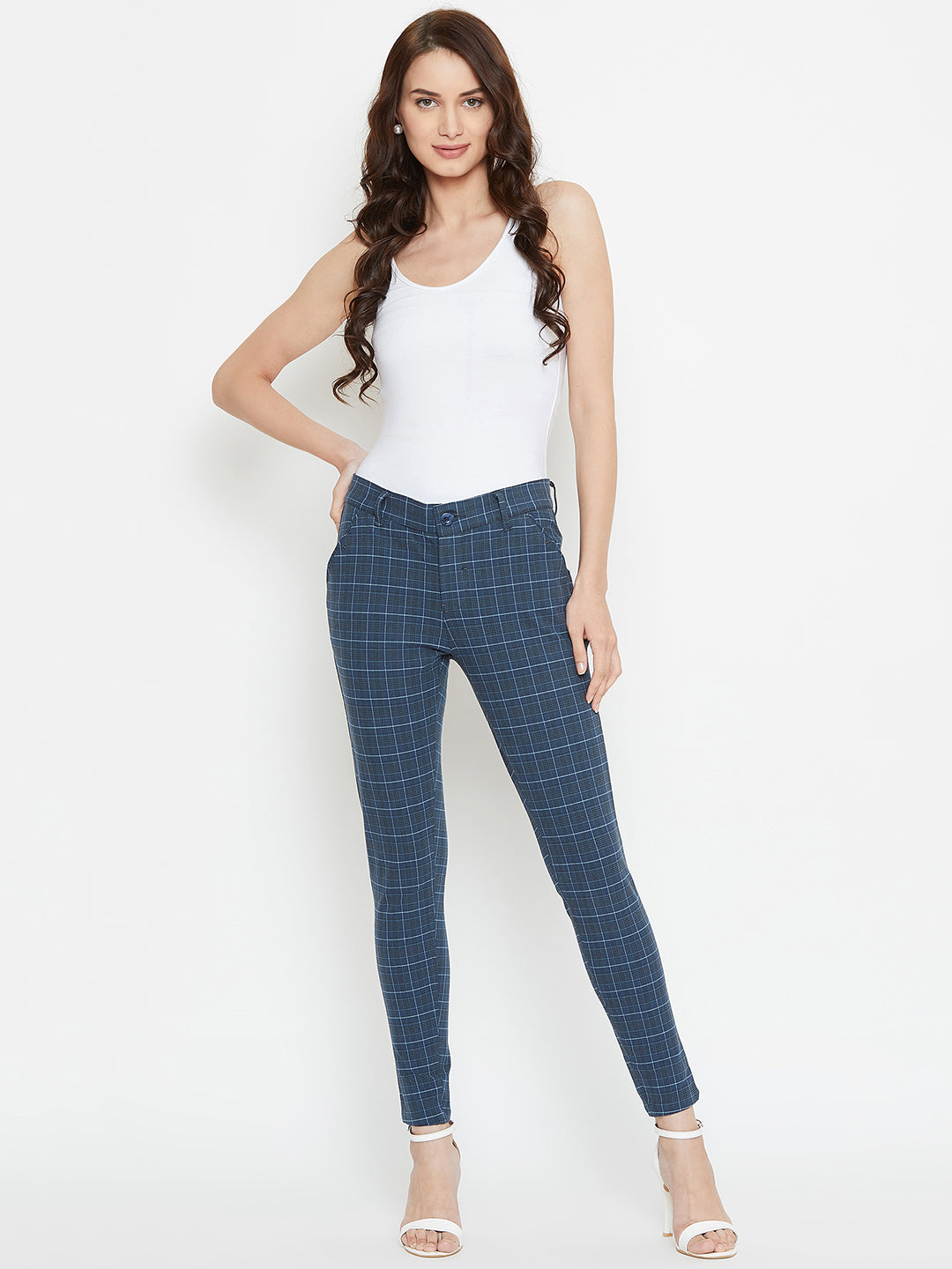 Women Checked Slim fit Casual Trousers - JUMP USA