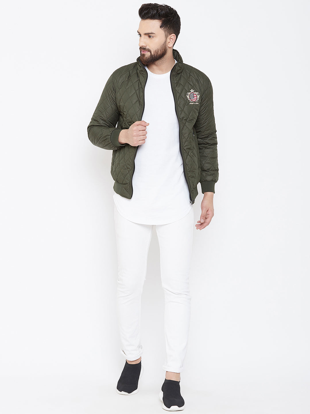 JUMP USA Men Green Design Casual Quilted Jacket - JUMP USA