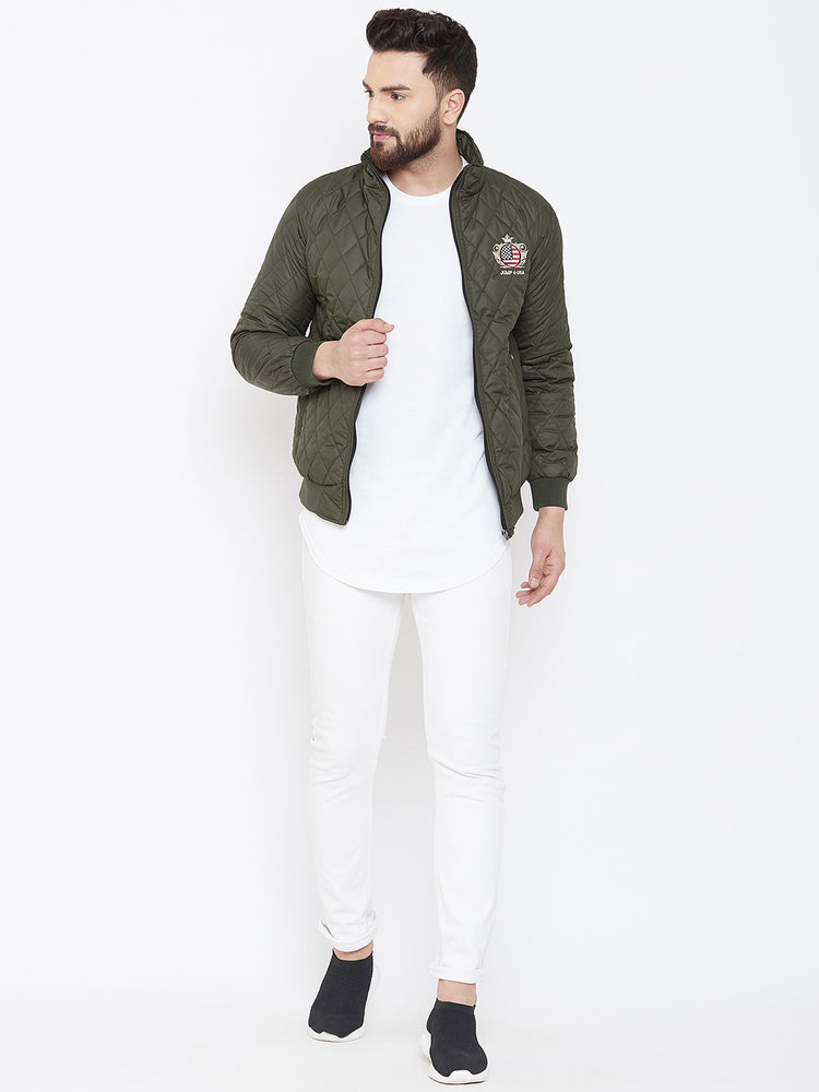 JUMP USA Men Green Design Casual Quilted Jacket - JUMP USA
