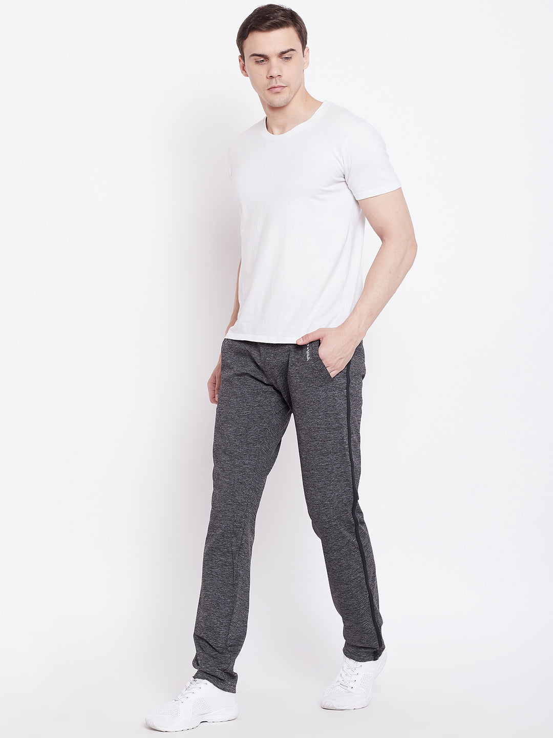 JUMP USA Men Grey Active Wear Solid Track Pant - JUMP USA