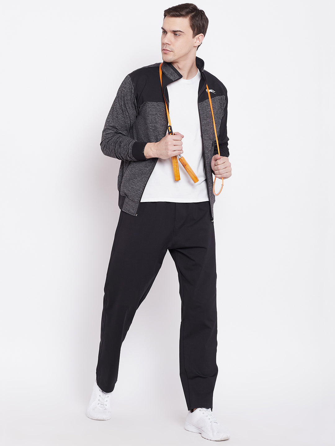 JUMP USA Men Grey & Black Design Active Wear Sporty Jacket - JUMP USA