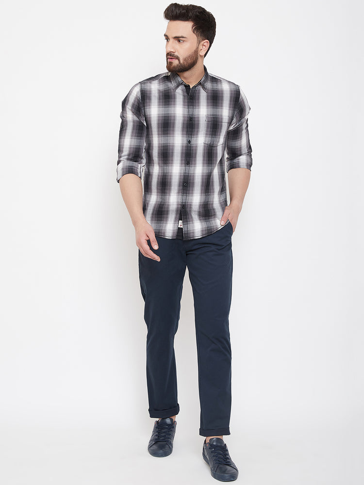 JUMP USA Men Navy Blue Casual Regular Fit Trousers - JUMP USA