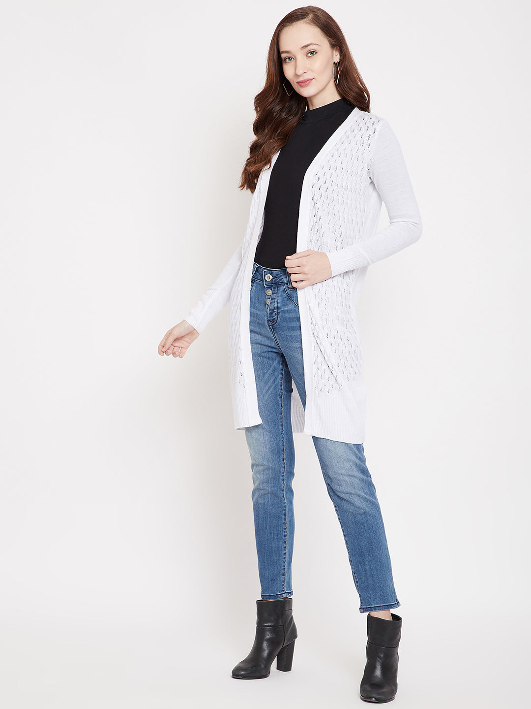 Jeans White Shrugs For Ladies JUMP USA Women Front Open White