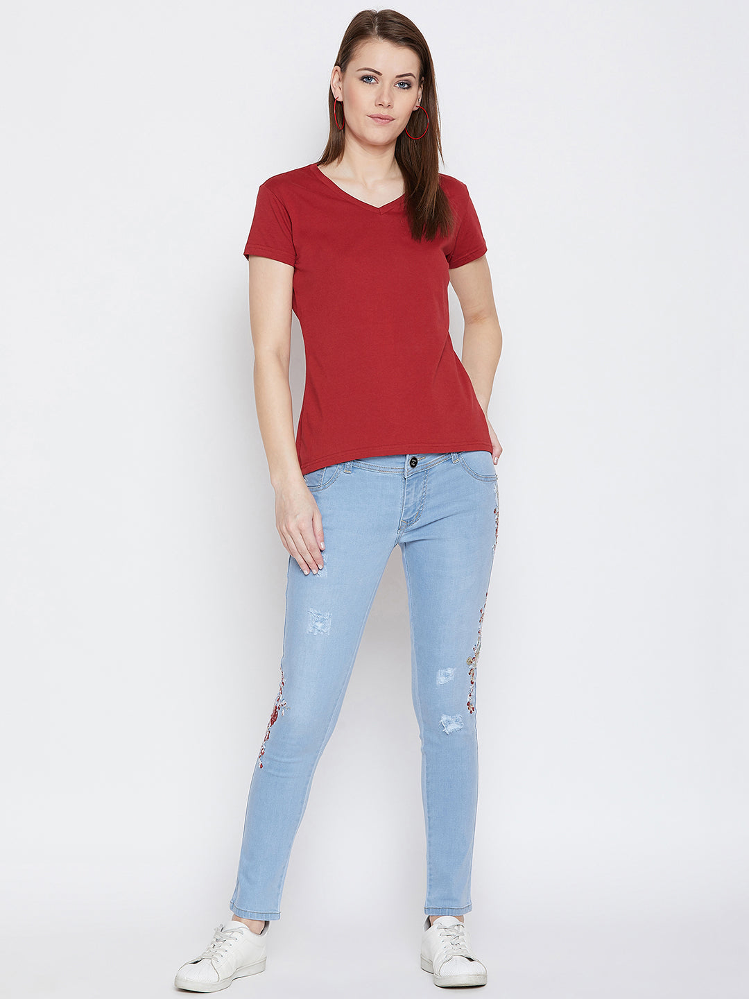 JUMP USA Women Blue Slim Fit Mid-Rise Clean Look Stretchable Jeans - JUMP USA