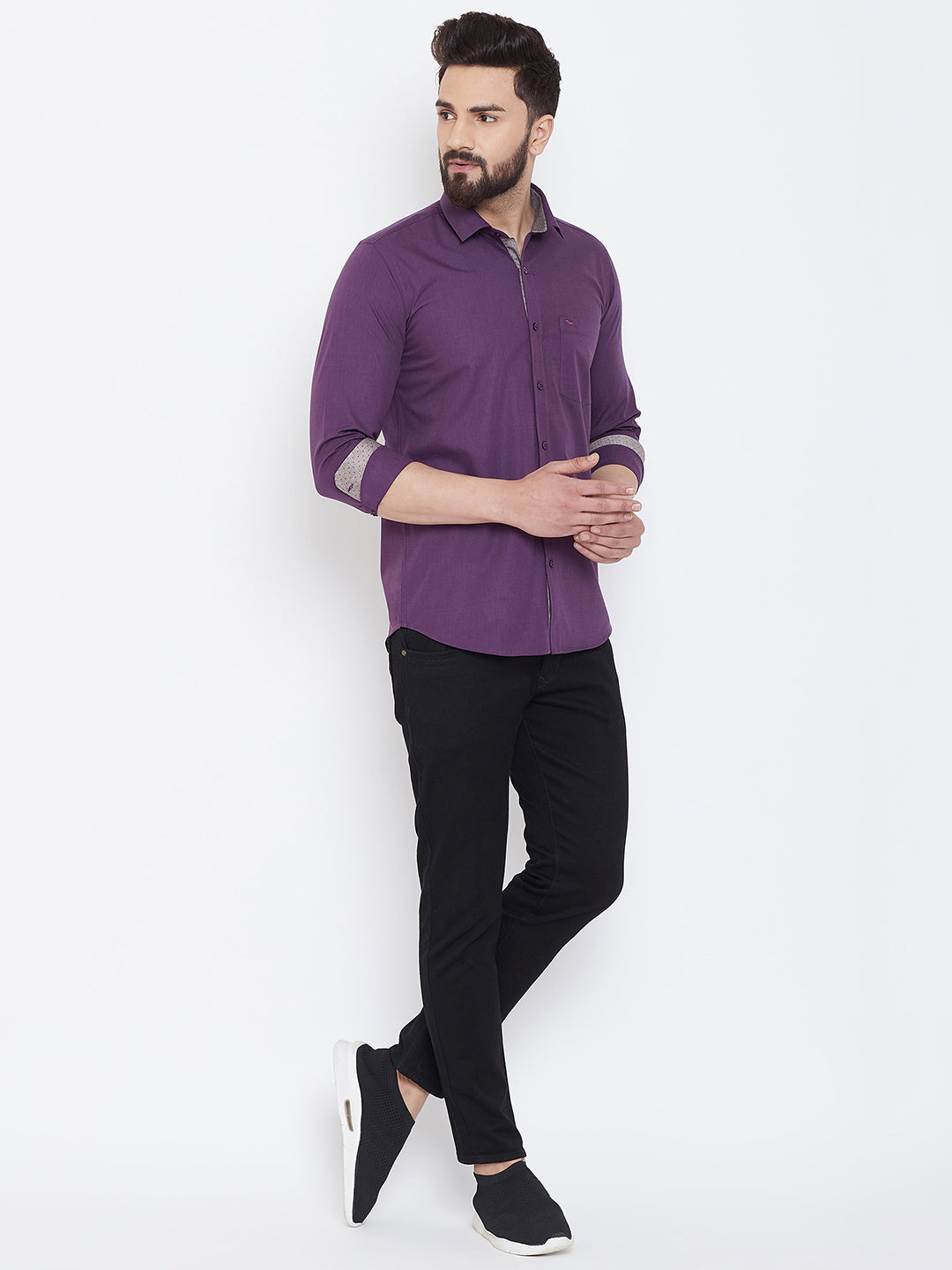 JUMP USA Men Purple Slim Fit Shirts - JUMP USA