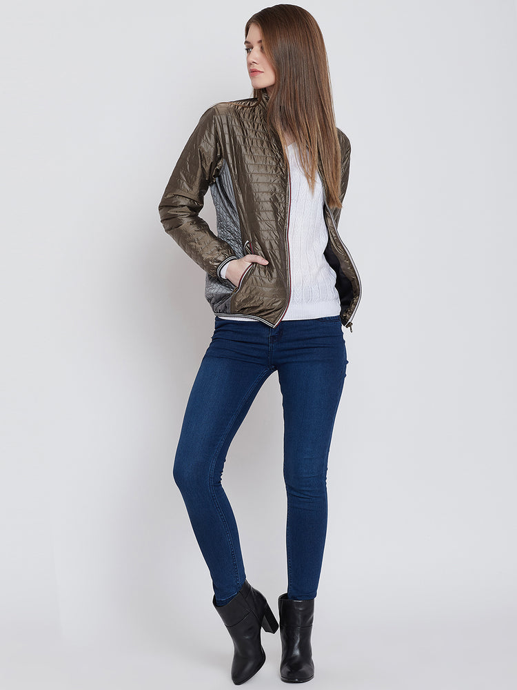Women Casual Copper Quilted Jacket - JUMP USA