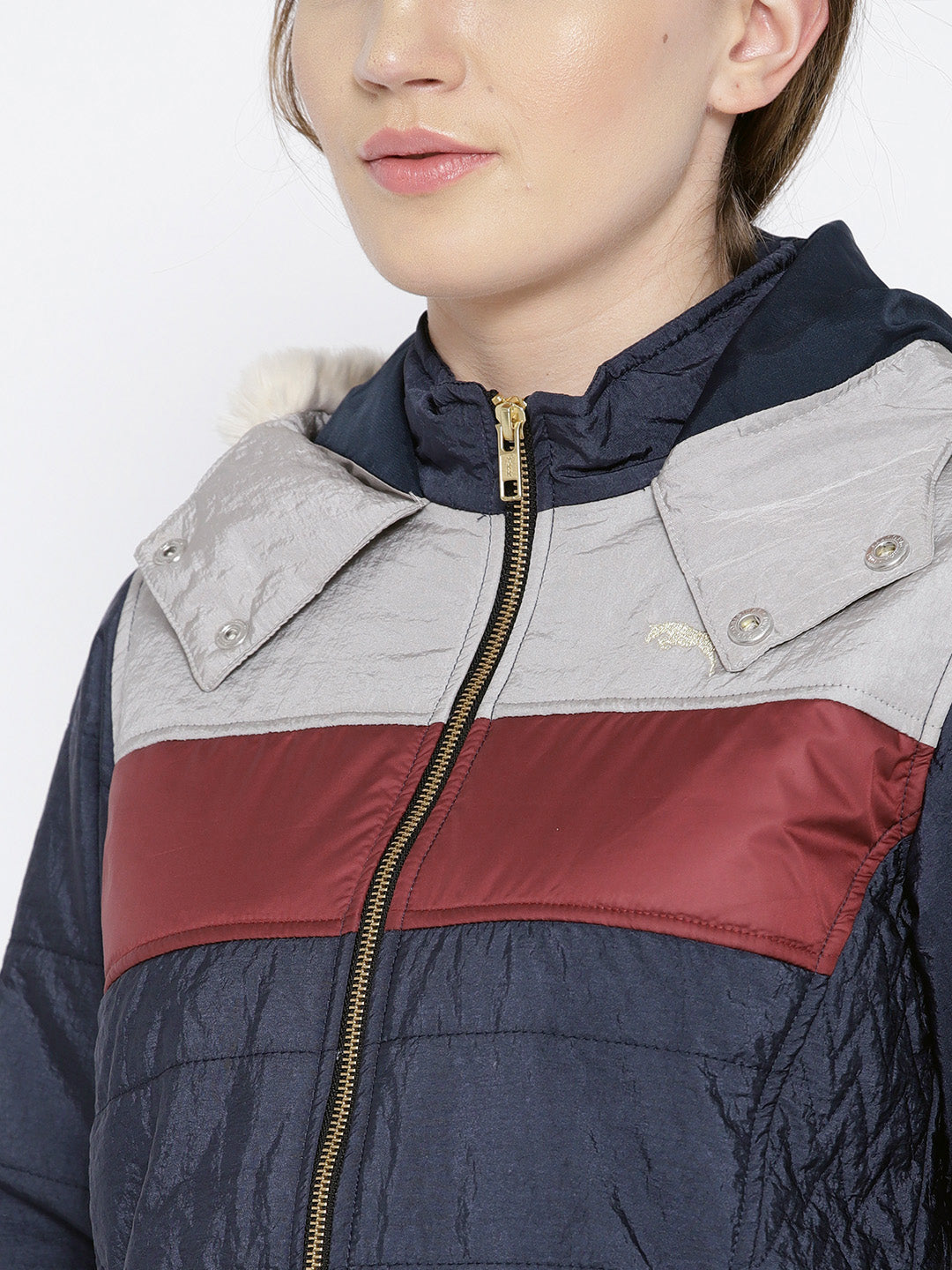 Women Navy Blue Puffer Jacket - JUMP USA