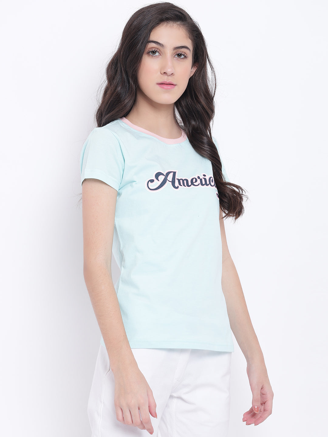 Women Blue Casual T-shirt - JUMP USA
