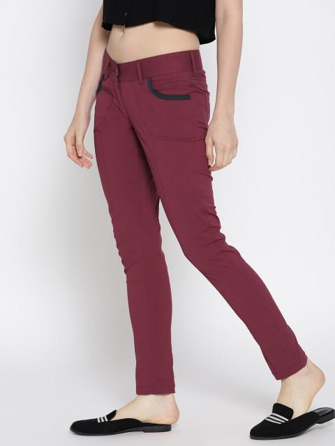 Women Solid Slim Fit Trousers - JUMP USA
