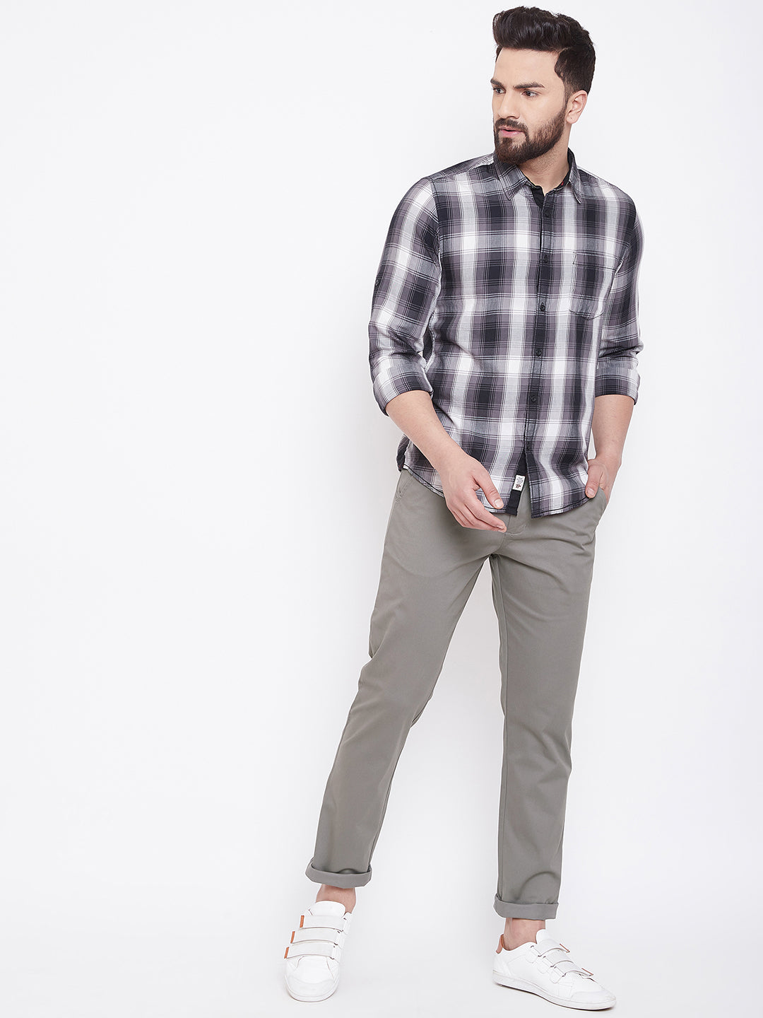 JUMP USA Men Grey Casual Regular Fit Trousers - JUMP USA