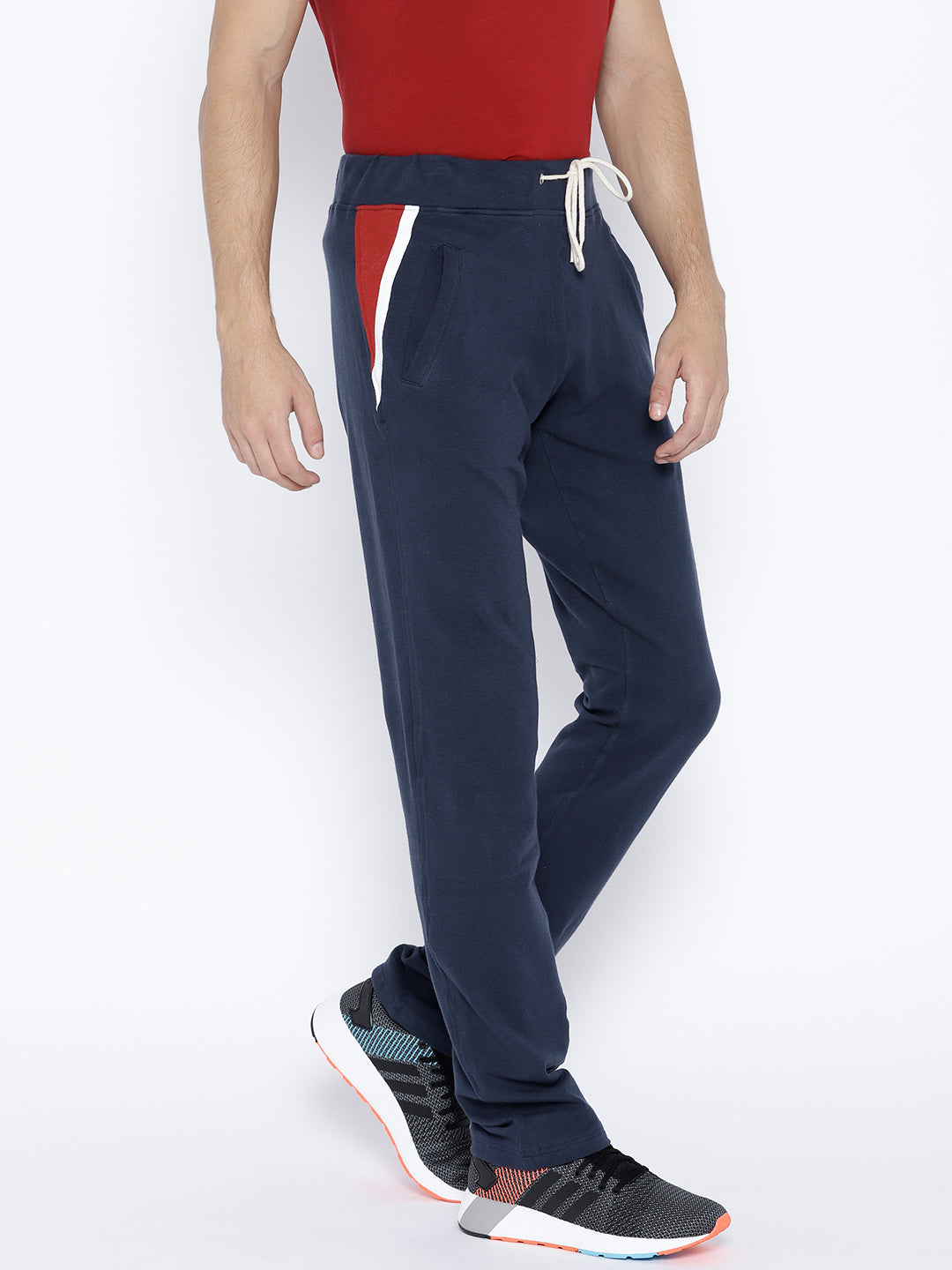 Navy Blue Solid Track Pants - JUMP USA
