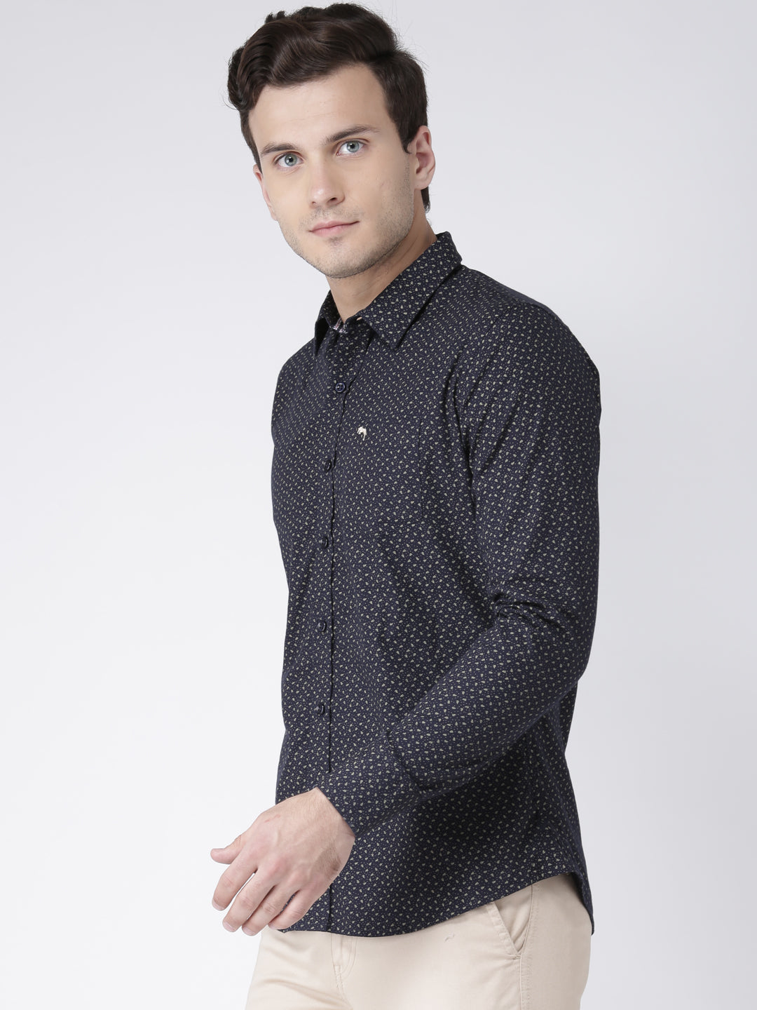 Men Casual Printed Navy Blue Shirts - JUMP USA