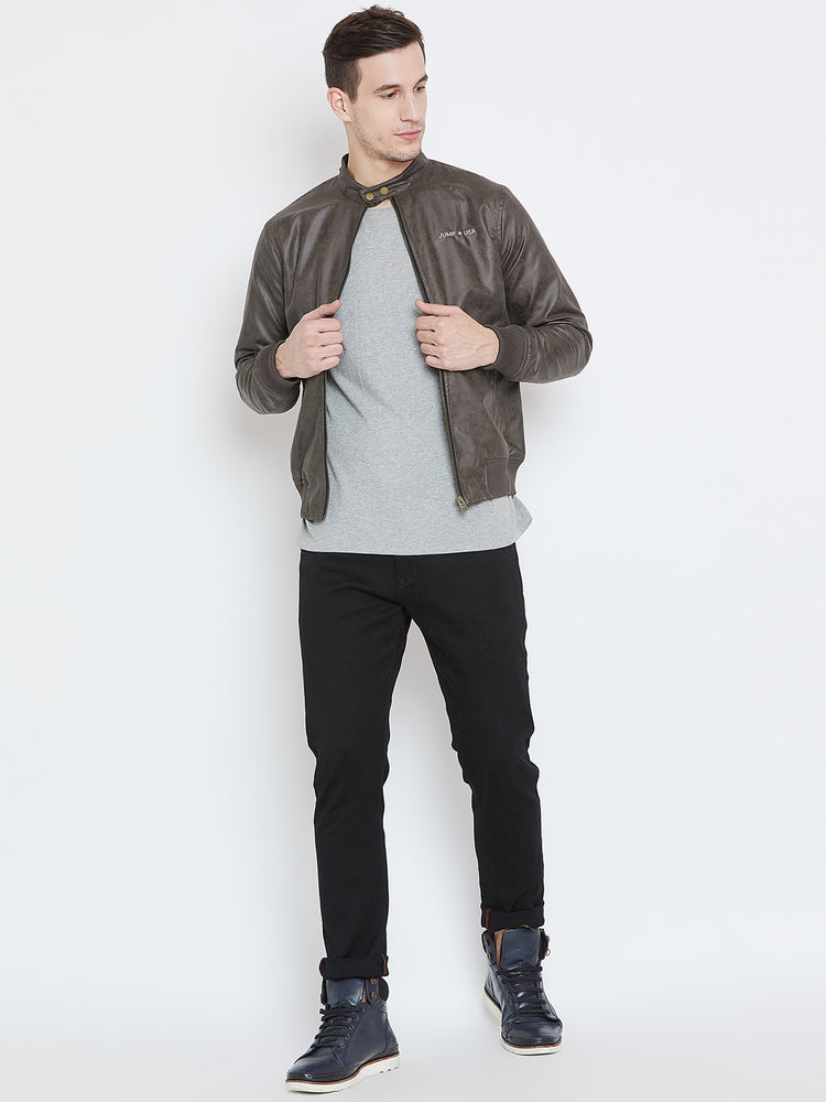 Men Casual Olive Bomber Jacket - JUMP USA