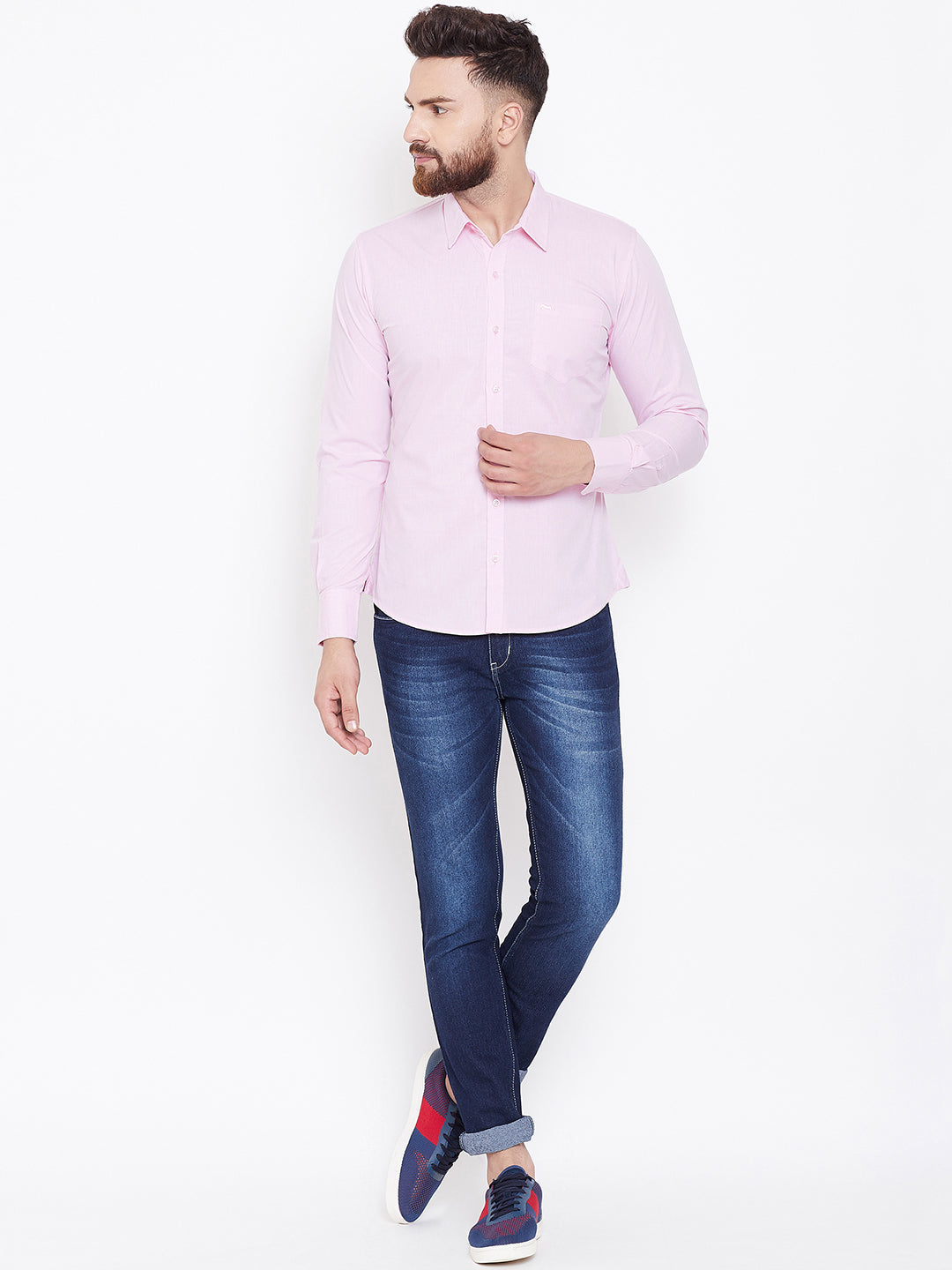 JUMP USA Men Pink Solid Regular Fit Casual Shirts - JUMP USA