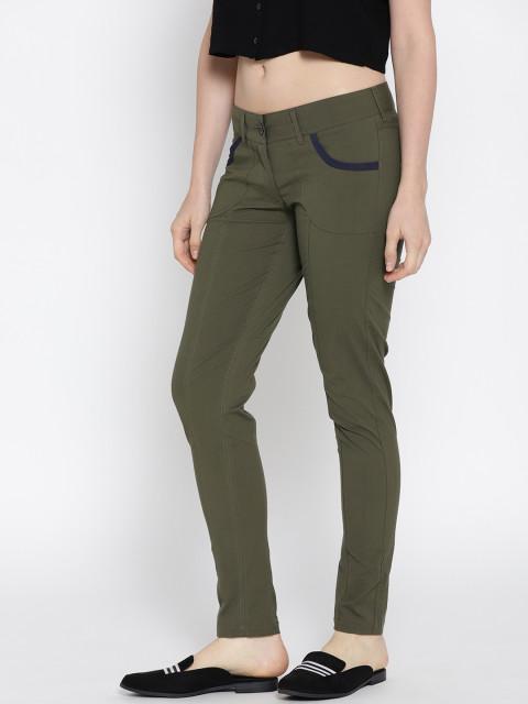Women Solid Slim Fit Trousers - JUMP USA