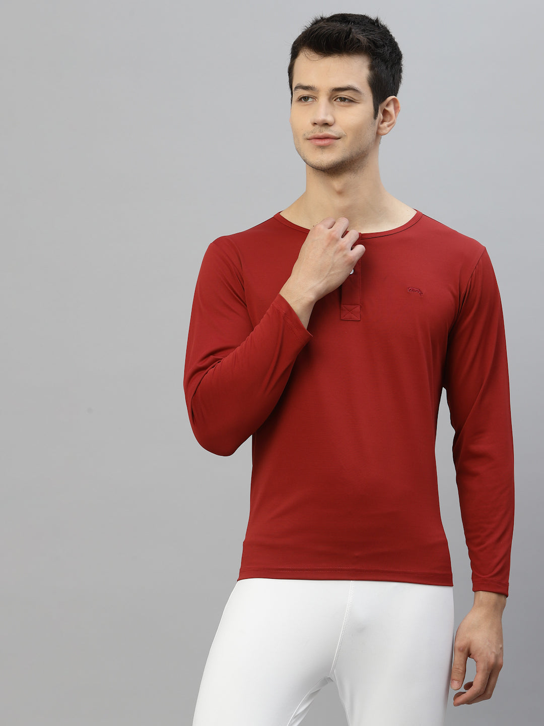 JUMP USA Outdoor Men Red Rapid-Dry Solid T-Shirts