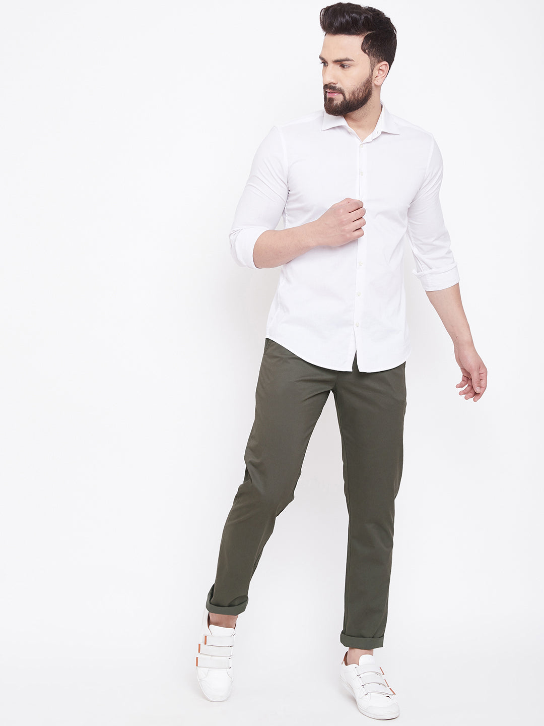 JUMP USA Men Charcoal Casual Regular Fit Trousers - JUMP USA