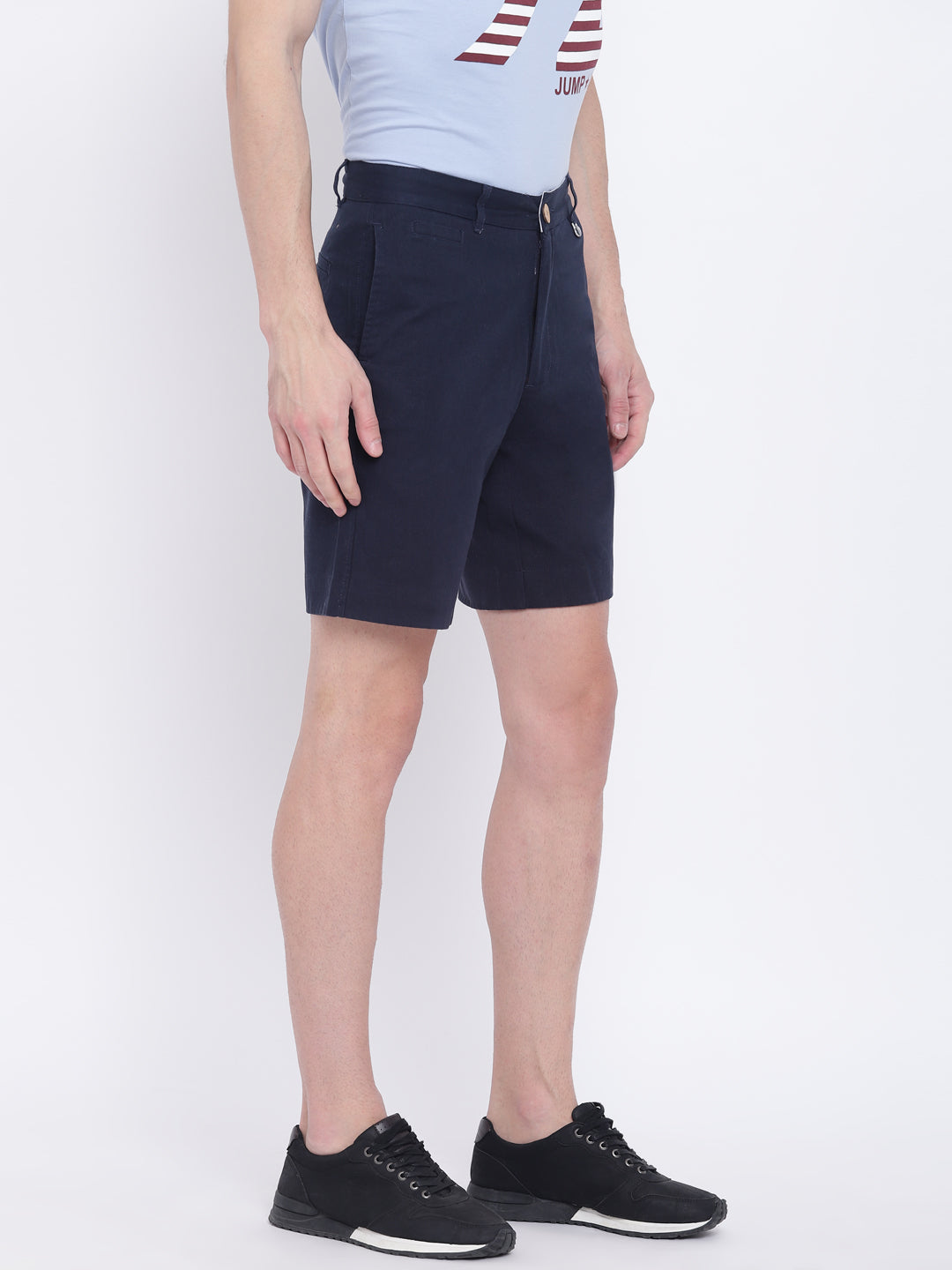 Men Casual Printed Navy Blue Chinos Shorts - JUMP USA