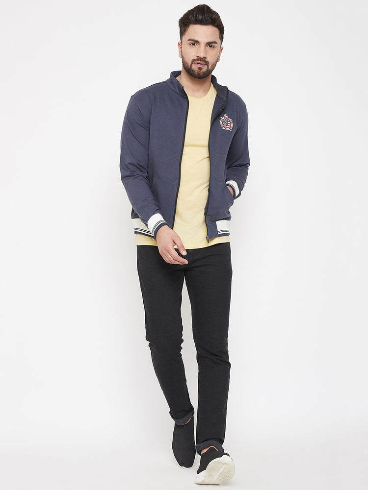 JUMP USA Men Navy Blue Solid Bomber Jacket - JUMP USA