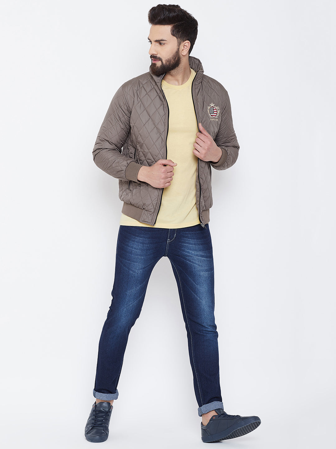 JUMP USA Men Brown Design Casual Quilted Jacket - JUMP USA