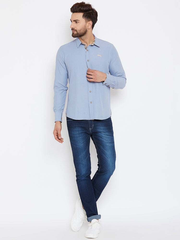 JUMP USA Men Blue Regular Fit Solid Casual Shirt - JUMP USA